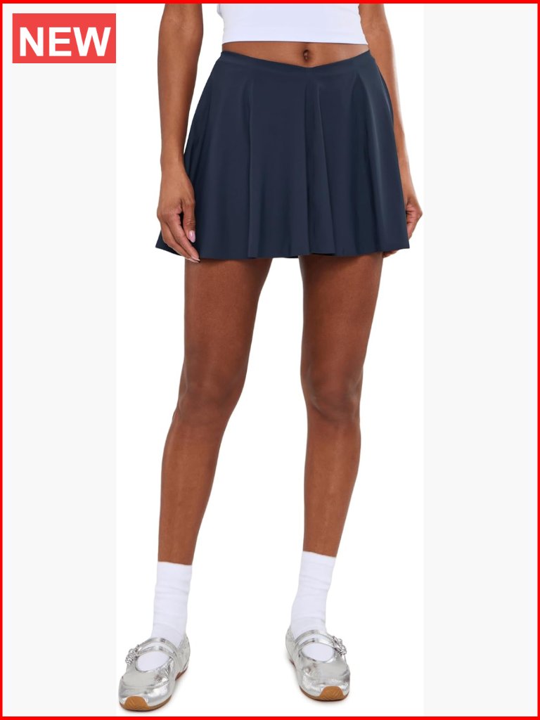 High-Rise A-Line Mini Skirt With Interior Shorts, Performance Active Skirt